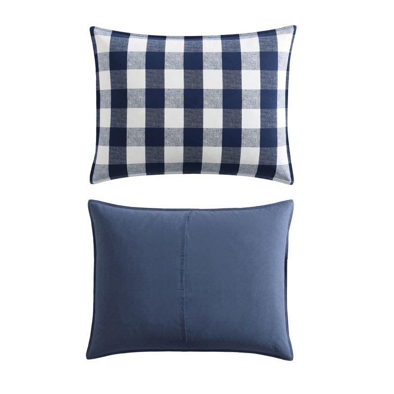 Eddie Bauer - Queen Duvet Cover Set, Reversible Cotton Bedding with Matching Shams, Stylish Plaid Bedding Set (Lakehouse Blue, Queen) - Image 4